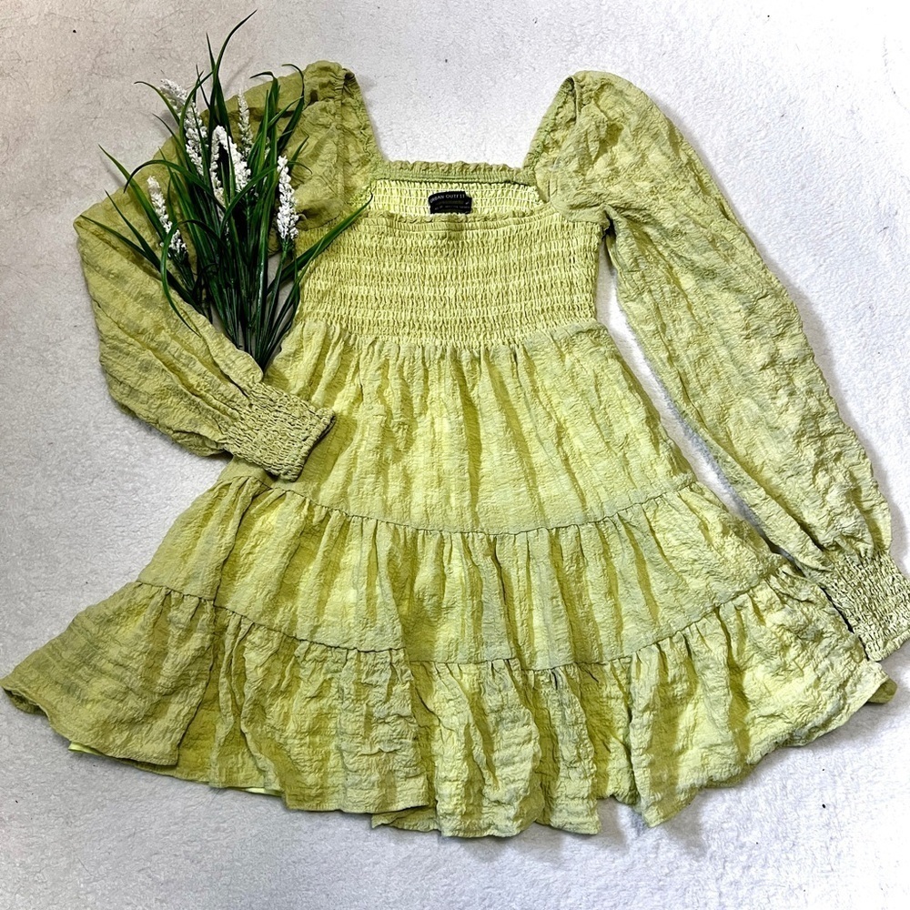 Urban Outfitters Smocked Textured Tiered Mini Dress - XS